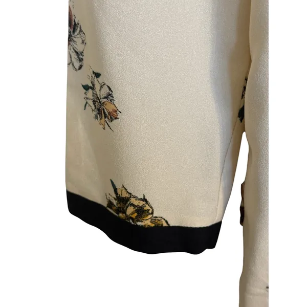 ZARA Floral Cream Brown Striped Hem 3/4 Sleeve‎ Shift Mini Dress NWT $70 Medium - Image 7