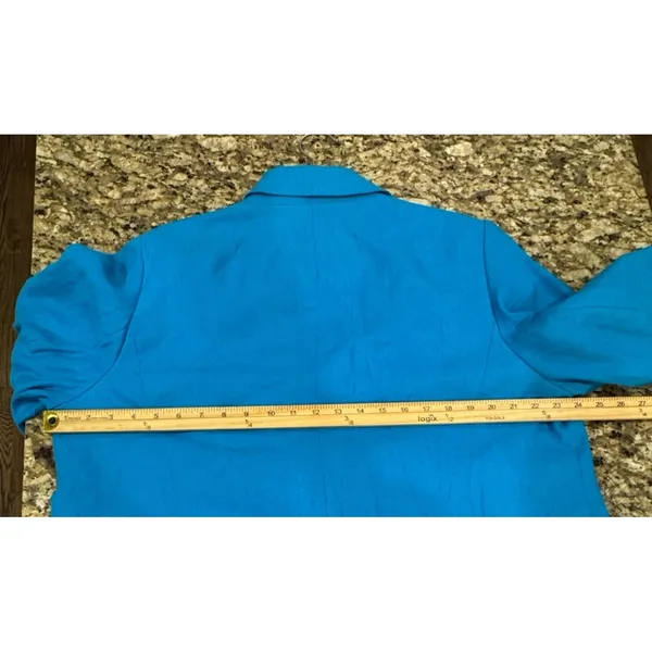 Talbots Blazer Bright Blue One button Jacket Preppy Size 18WP 100% Linen - Image 9
