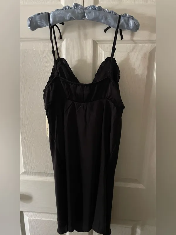No Boundaries Chemise Slip Dress Color: Black Soot. M(8-10) 27”L P-P 18” - Image 4