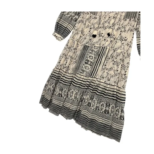 By Anthropologie Talulah Tiered Midi Dress Womens Small Beige Sheer Peasant Boho - Image 5