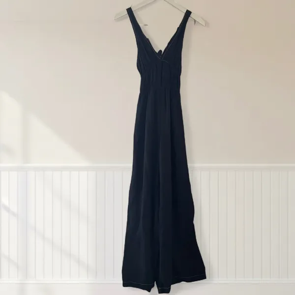 Anthropologie Sancia Oda Satin Jumpsuit in Midnight Navy Blue Size Small - Image 6