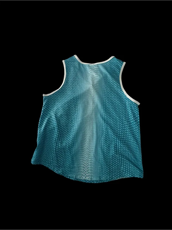 Nike Teal Blue Mesh Athletic Tank with Yellow Swoosh - Image 4
