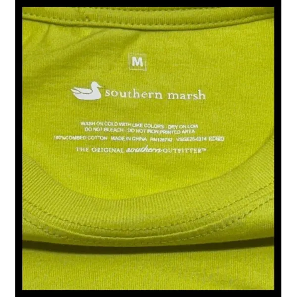 Southern‎ Marsh T-Shirt Womens Medium Lime Green Pocket Short Sleeve Tee - Image 2
