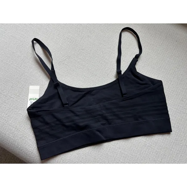 NWT Aerie Seamless Bralette Large Black Tonal Stripe Adjustable Straps - Image 3