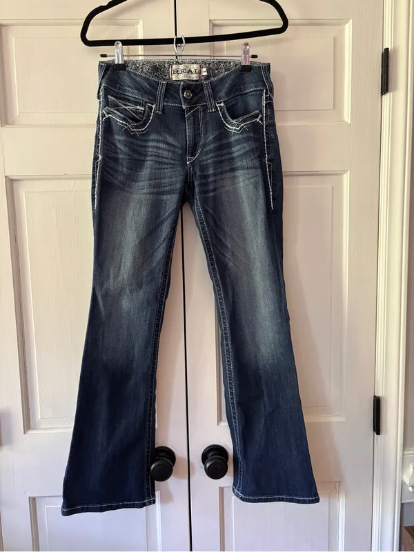 Ariat REAL Women’s Bootcut Jeans Size 29S Dark Wash Stretch Denim Western Flare - Image 2
