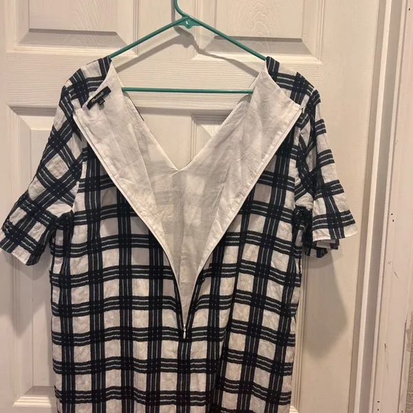 Madewell Women's Dress Size 14 Leightion Plaid Check Short Sleeve V Neck‎ Casual - Image 6