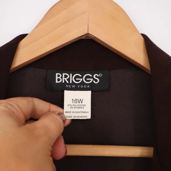 Briggs New York Blazer Womens 16W Stretch Brown Single Button Professional New - Image 2