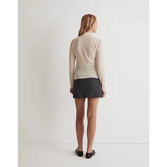 Madewell Shirt Womens 2XS Beige Mock Neck Semi‎ Sheer Pullover Tee Top NN260 XXS - Image 2