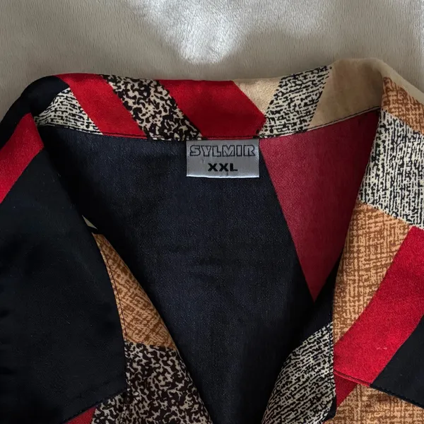 Vintage Abstract Button Down Top XXL Black - Image 5
