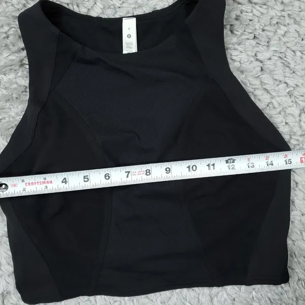 Lululemon Mesh Panelled Training Shelf Tank Top Size 8 Black Lined - Image 5