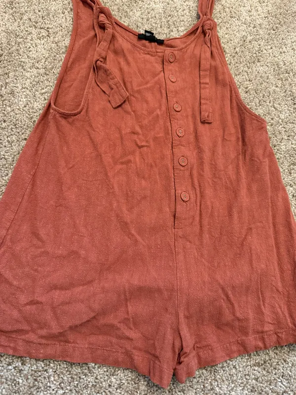 Rust Orange Linen Romper - Image 5
