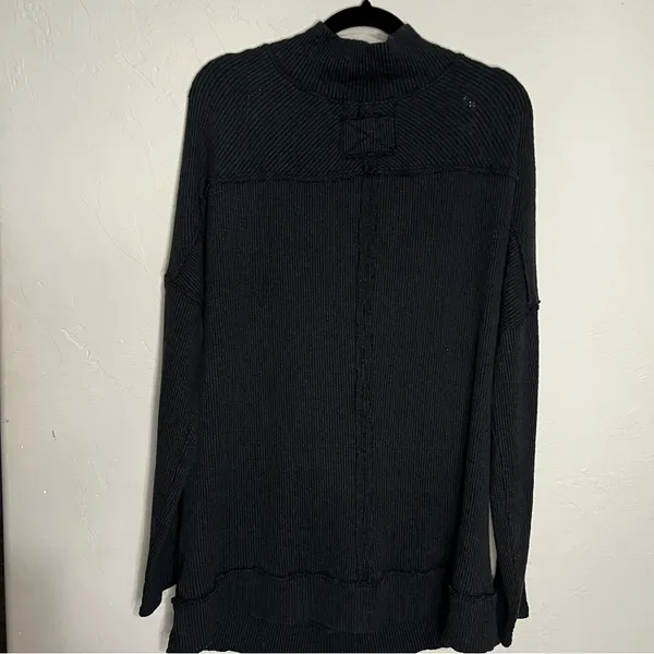 We The‎ Free People Casey Black Ribbed Tunic Sweater - Image 10