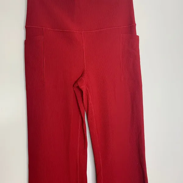 Athleta Salutation Stash Pocket Rib Flare Meg Red Pants Womens Medium - Image 7