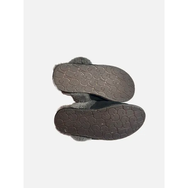 UGG Coquette Slippers Womens Black Grey Suede Sheepskin Fur Slides Loungewea 6.5 - Image 3