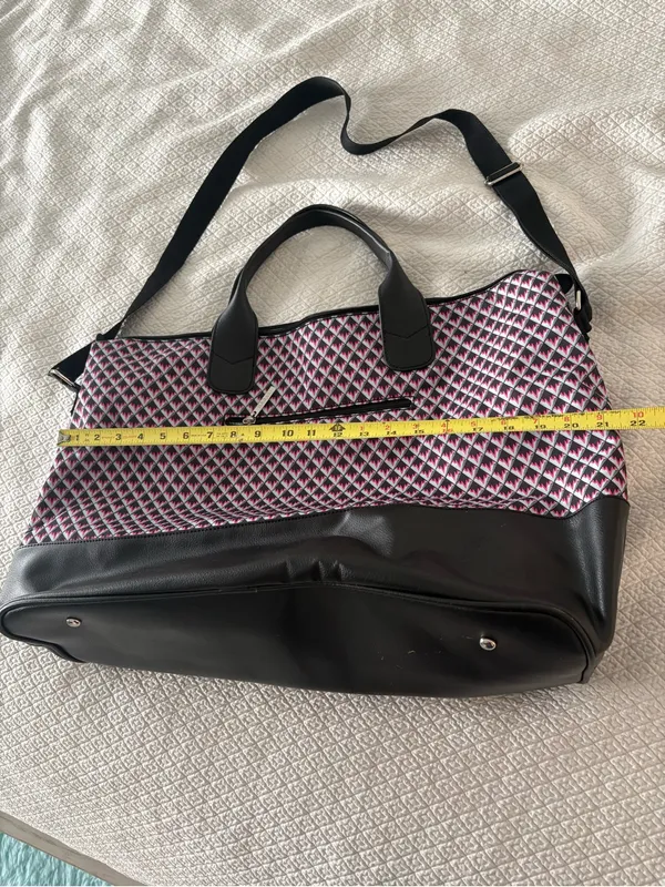 HADAKI by Kalencom Weekender Duffel Bag Pink Black Geometric Travel Shoulder - Image 10