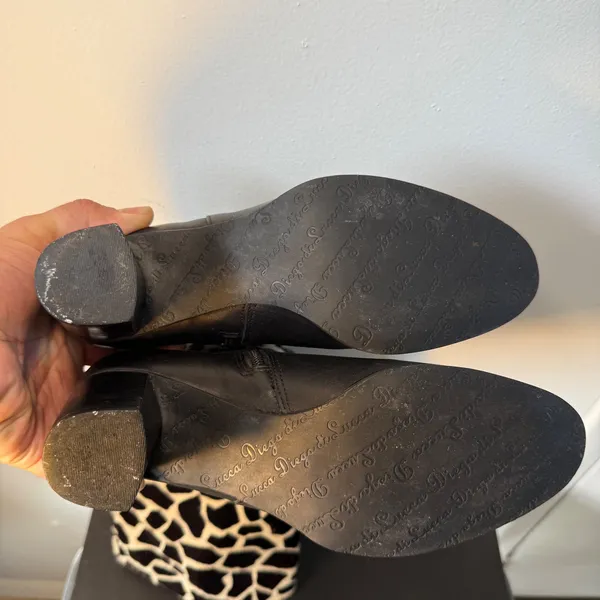 Diego‎ di Lucca Black Leather Giraffe Print Calf Hair Shaft Boots Womens Size 7 - Image 11
