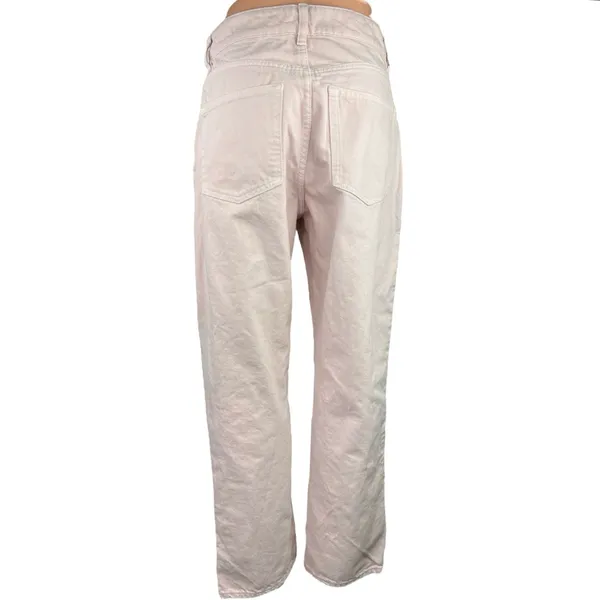 H&M Light Pink Straight Leg High Waist Stretch Ankle Boyfriend Denim Jeans Sz 8 - Image 3