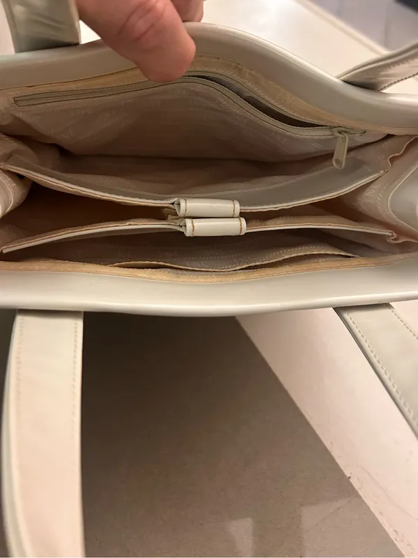Bag Cream Shoulder Bag with Double Handles - Image 5