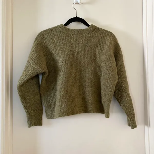 Madewell Belfiore Fuzzy Ribbed Pullover Wool Blend Sweater in Green - Image 4