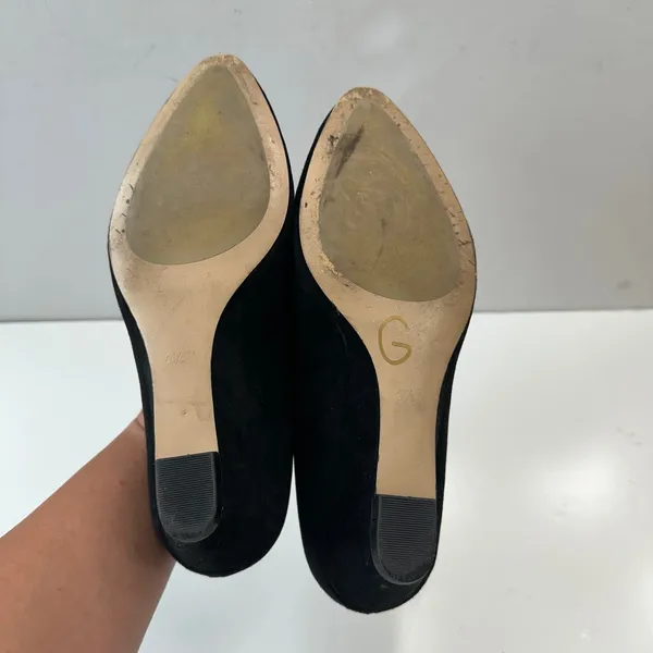 Talbots Black Suede Scalloped‎ Wedge Heel Pumps Shoes Women's Size 6.5 - Image 7