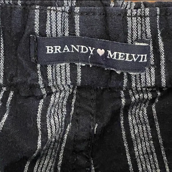 Brandy Melville High Rise Black White Stripe Pants Ankle Cropped S M - Image 8