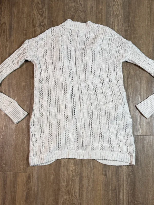 American Eagle Outfitters Natural-Cream Open Front Pointelle Cardigan - Image 7
