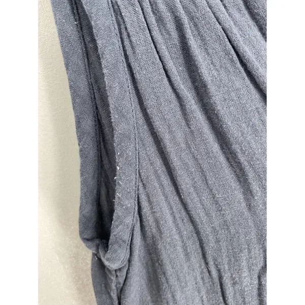 Quince Womens Dress Organic Cotton Tiered Maxi V-Neck Slate Blue Small - Image 5