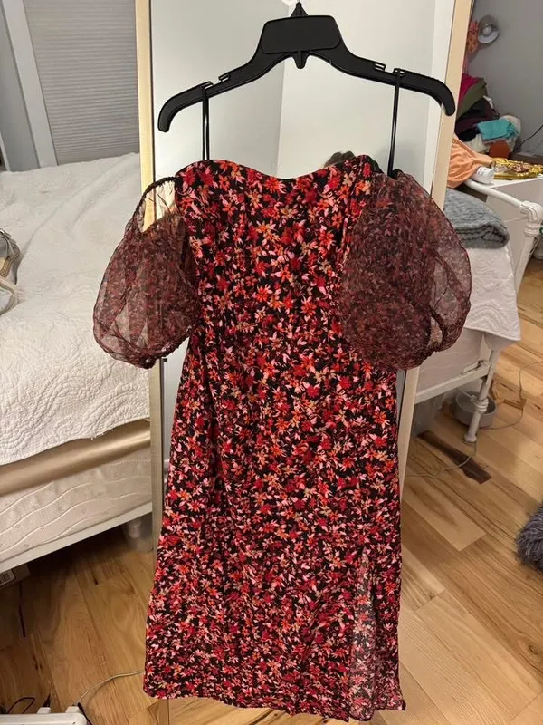 French Connection Organza Puff Sleeve Dress - Image 2