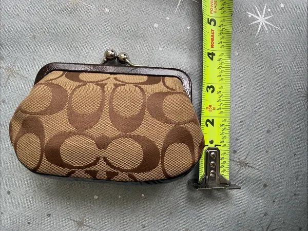 Coach Park Signature Framed Coin Purse (Style F66117) Khaki/Mahogany - Image 10