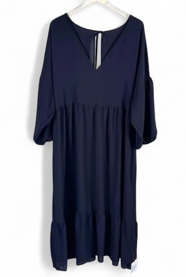 ASOS DESIGN Curve Black Tiered Midi Dress Size 16 NWT - Image 2