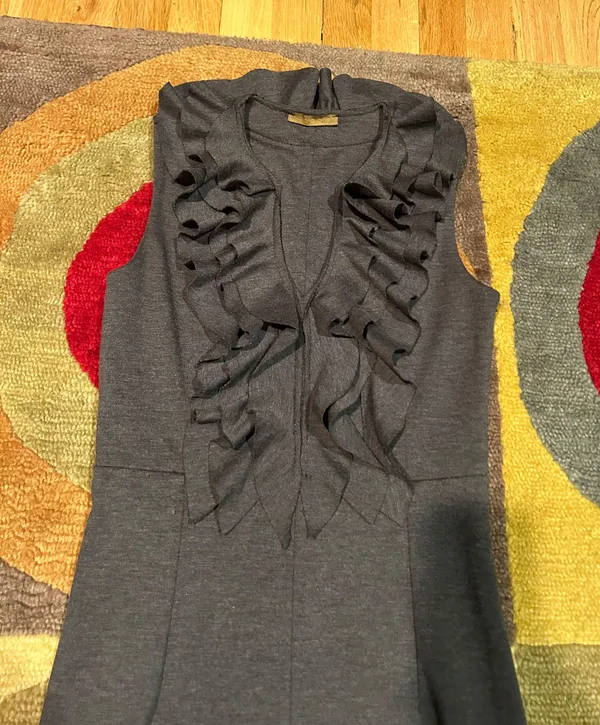 Grey Y2K Style Vintage Sleeveless Knit Pencil Dress Business Style Size Small - Image 2