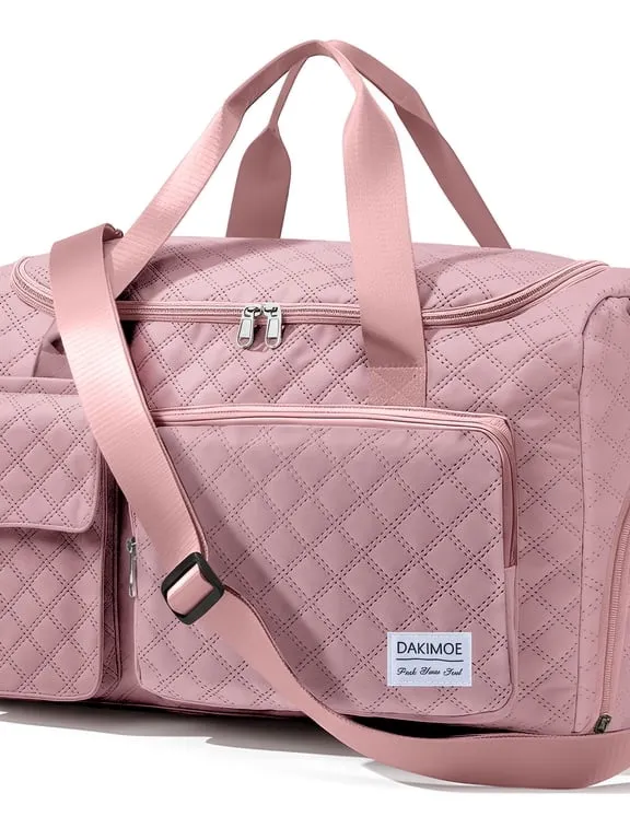 Quilted Pink Travel Duffel Bag Women's Carryall W - Image 2