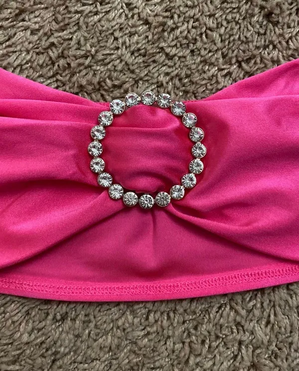 Rue 21 Bandeau Hot Pink Rhinestone Ring Top - Image 5