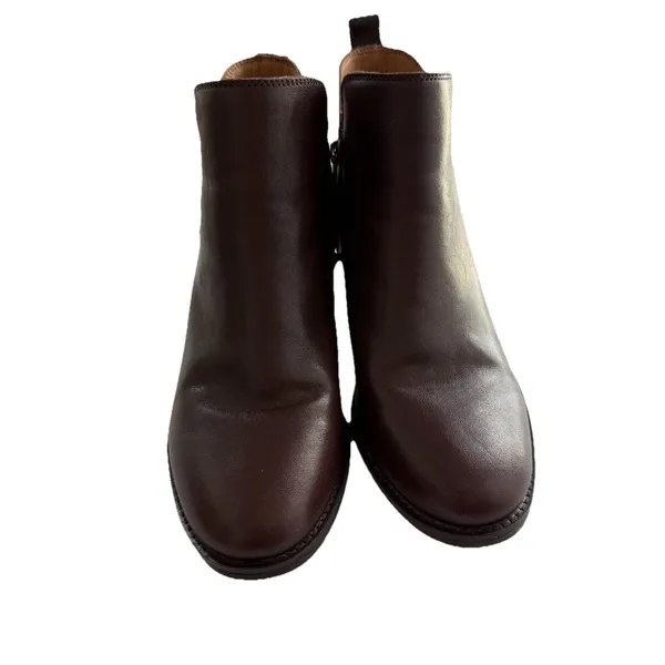 Earth Women’s 6.5‎ Marisole Block Heel Slip On Zipper Brown Leather Ankle Boots - Image 6