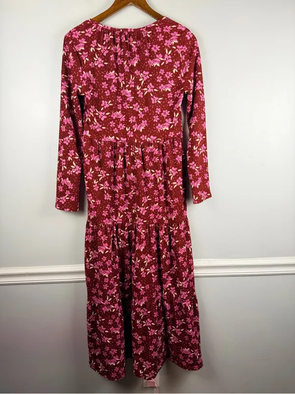 Free people Tiered Midi Dress in red multi size small - Image 7