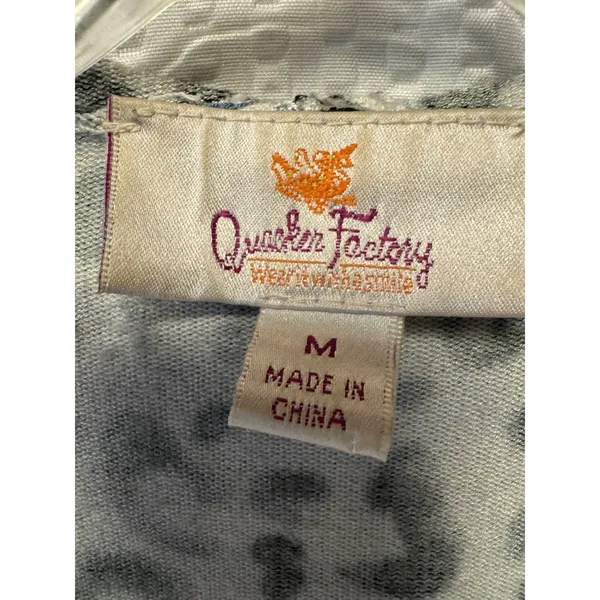 Quacker Factory Blue Leopard Print Full Zip Up Hoodie Size M Sparkle Embellished‎ - Image 6