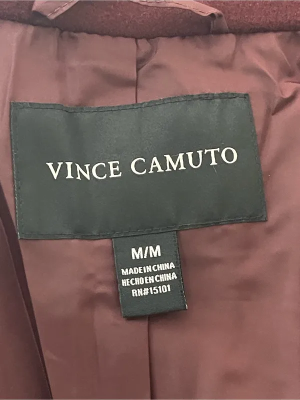 Vince Camuto Tailored Full Zip Snap Closure Pea Coat - Burgundy - Image 7