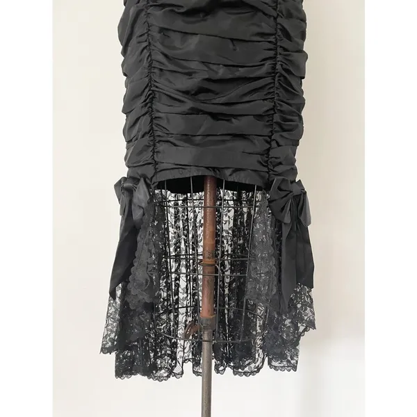 Vintage ‘80s Gunne Sax Goth Prom‎ Dress Fishtail Hem Rare HTF Dark Martitia - Image 4