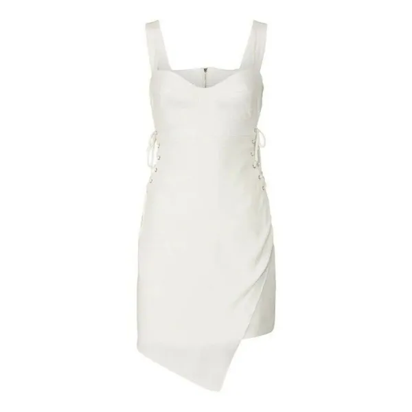 Sexy lace up sz 2 Nicholas white Christina side tie asymmetrical mini dress - Image 5