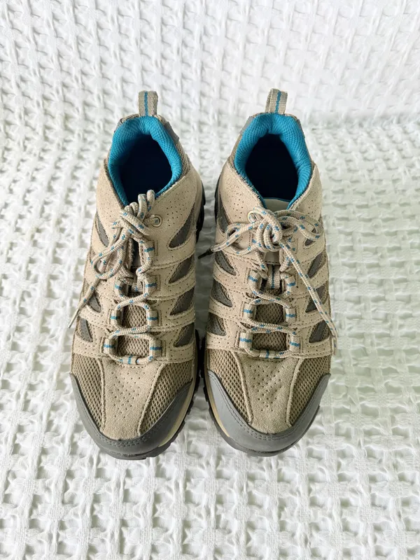 Columbia Crestwood Women's Hiking Shoes Size 7.5 Beige Teal Trail Sneakers Low - Image 4