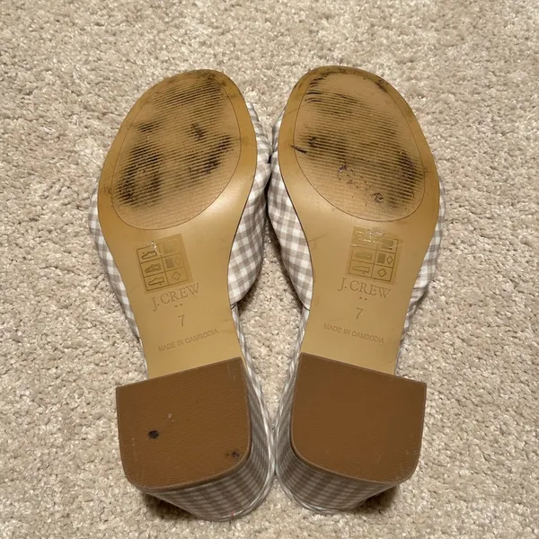 J Crew checkered knot block heel sandals size 7 - Image 3