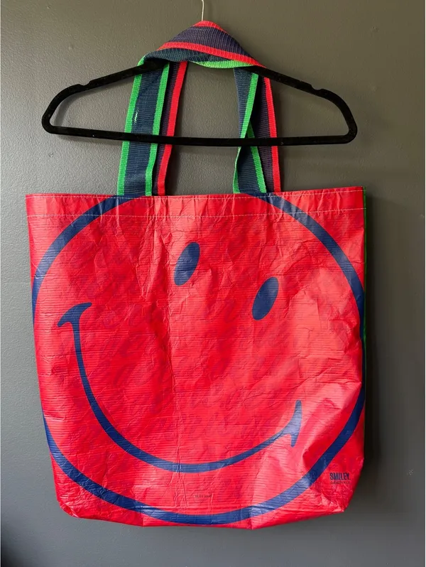 Aerie Reuseable Tote Bag with Smiley Face Design - Image 3