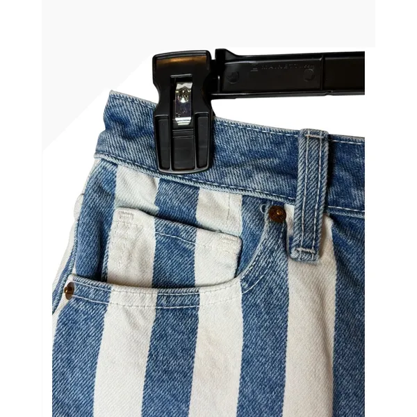Abercrombie & Fitch Vintage Denim Skirt Women 4 Blue White Striped Jean Mini Y2K - Image 6