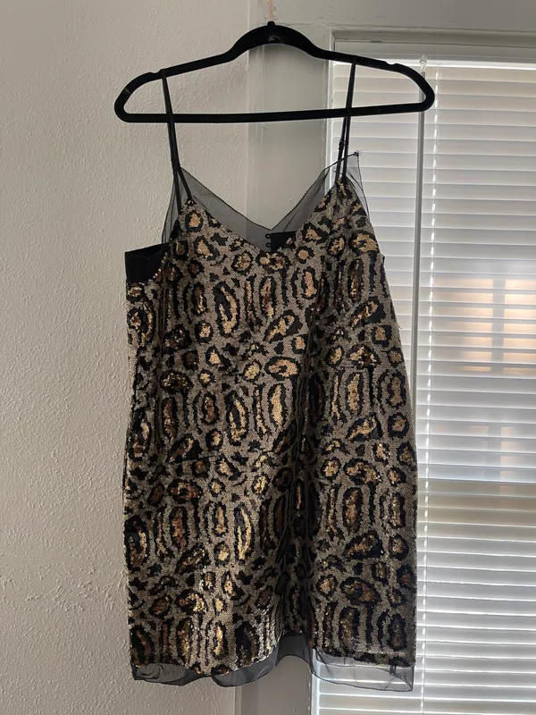 Wild Honey Sequin Leopard Mini Dress - Image 3