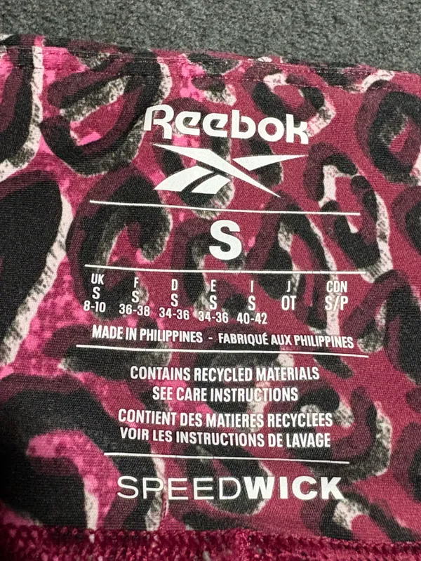 Reebok Womens Pink and Black Leopard Print Performance Bike Shorts Size S - Image 5