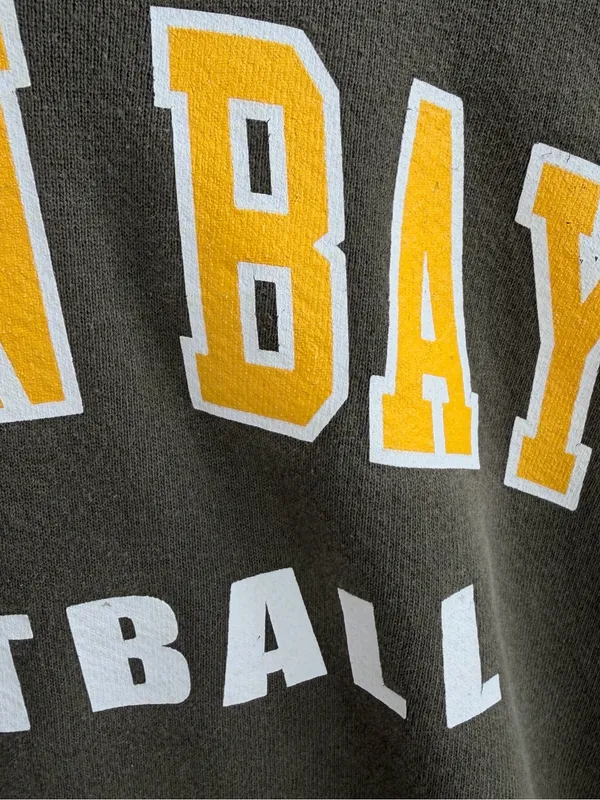 Green Bay Football Distressed Olive Green Hoodie Pullover - Image 4