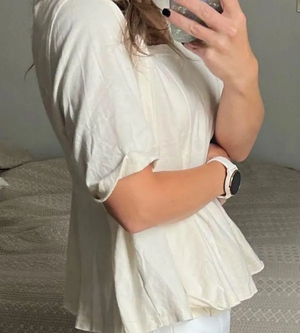 NWOT Free People We The Free Pleated Drifter Peplum Tee top low back s - Image 3