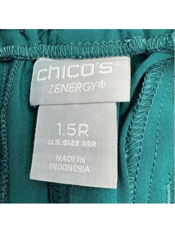 Chico’s Zenergy Green Joggers Satin Side Stripe Parachute Track Pants Size 1.5/M - Image 4