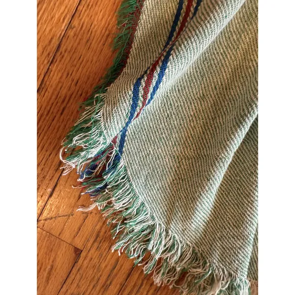 Jen's Pirate Booty Poncho Womens One Size Green Stripe Fringe Boho Serape Ruana - Image 4