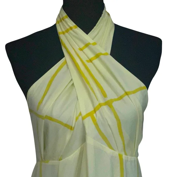 Banana Republic Dress Women 8 Yellow Halter‎ Midi Satin Sleeveless Summer NWT - Image 2